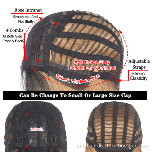 Short Blonde Water Wave Synthetic Bob Wigs For Women With Bangs Heat Resistant Natural Wavy Cosplay Wigs Hairline Full Wigs